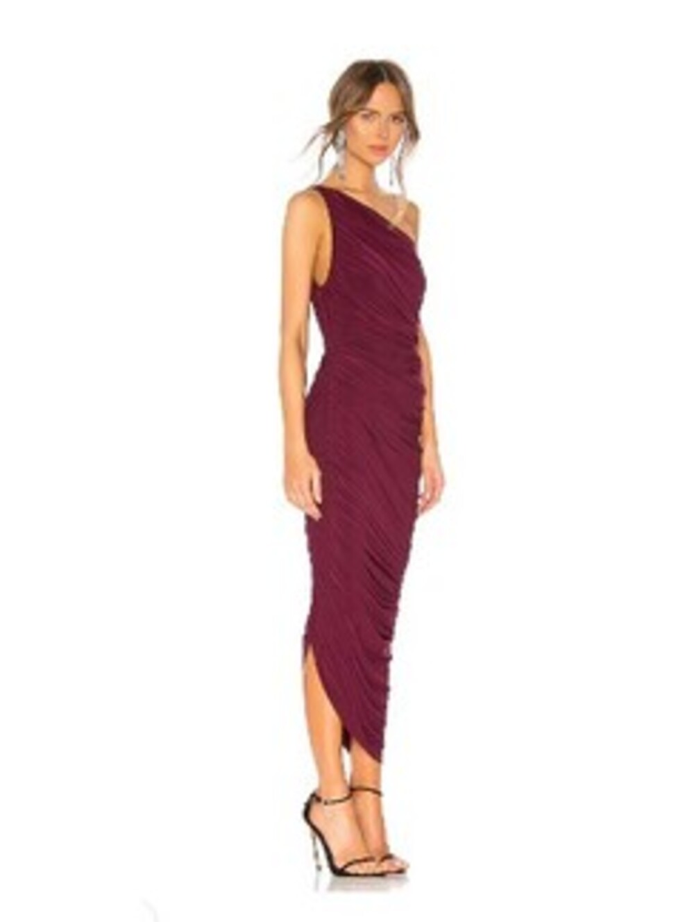 Norma Kamali DIANA GOWN in plum one shoulder